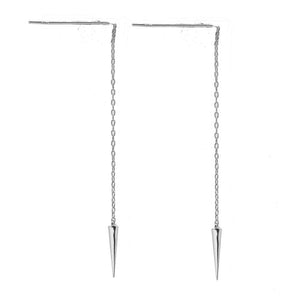 Earrings - Sterling Silver 925 Plain Bar And Dagger Threader