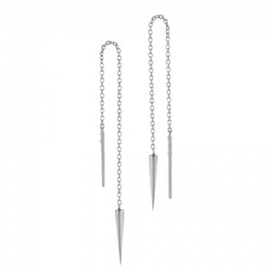 Earrings - Sterling Silver 925 Plain Bar And Dagger Threader