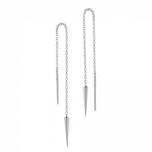 Earrings - Sterling Silver 925 Plain Bar And Dagger Threader