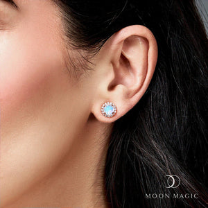 MoonMagic 925 & 14KT Rose Gold Vermeil Moonstone Earrings - Venus Studs