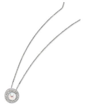 MICRO PAVE WHITE PEARL PENDANT 16 in+2 in