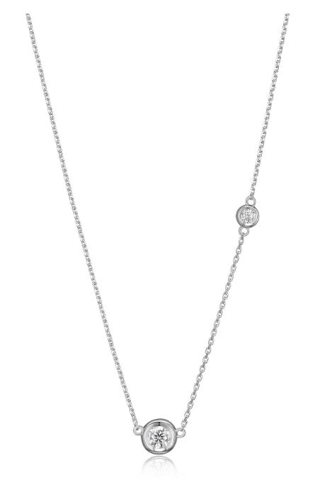 ELLE "BUBBLE" RHODIUM PLATED NECKLACE WITH CABLE CHAIN
