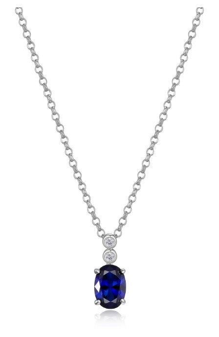 ELLE "BLUE STAR" RHODIUM PLATED  NECKLACE 18"+2" EXTENSION