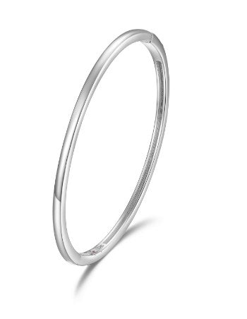 SS ELLE "SIMPATICO" RHODIUM PLATED 3MM SQUARE TUBE ENDLESS BANGLE 6.75"