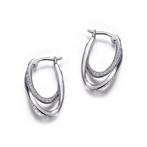 ELLE 925 Ocean CZ Double 24X15MM Hoop Earrings