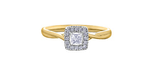 Ladies 10KT Yellow & White Gold Canadian Diamond Engagement Ring 1=0.11CAN 16=0.10CT