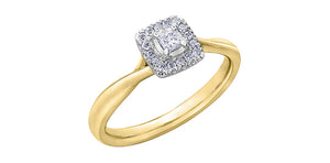 Ladies 10KT Yellow & White Gold Canadian Diamond Engagement Ring 1=0.11CAN 16=0.10CT
