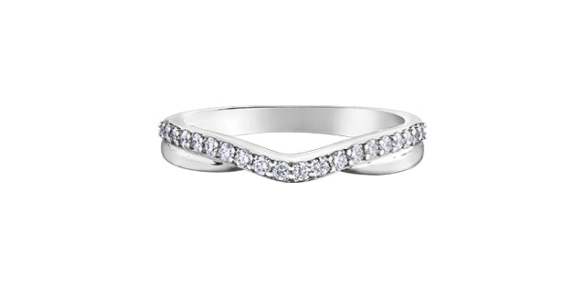 Ladies 10 Karat White Gold Diamond (0.10TDW) Curved Band 1.5-3mm Stackable Ring