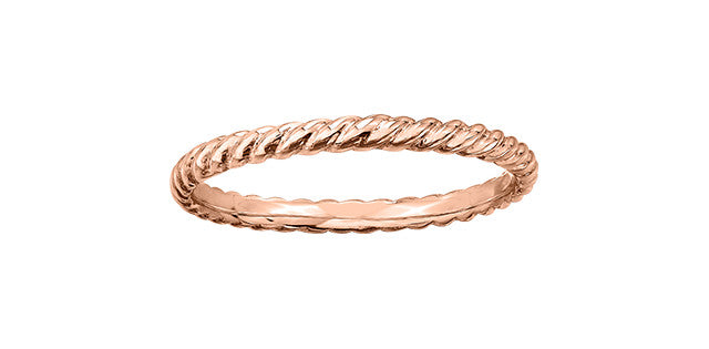 Ladies 10 Karat Rose Gold 1.5mm Stackable Rope Ring