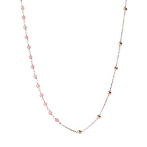 Bronzallure Rosary Necklace with Pink Quartz